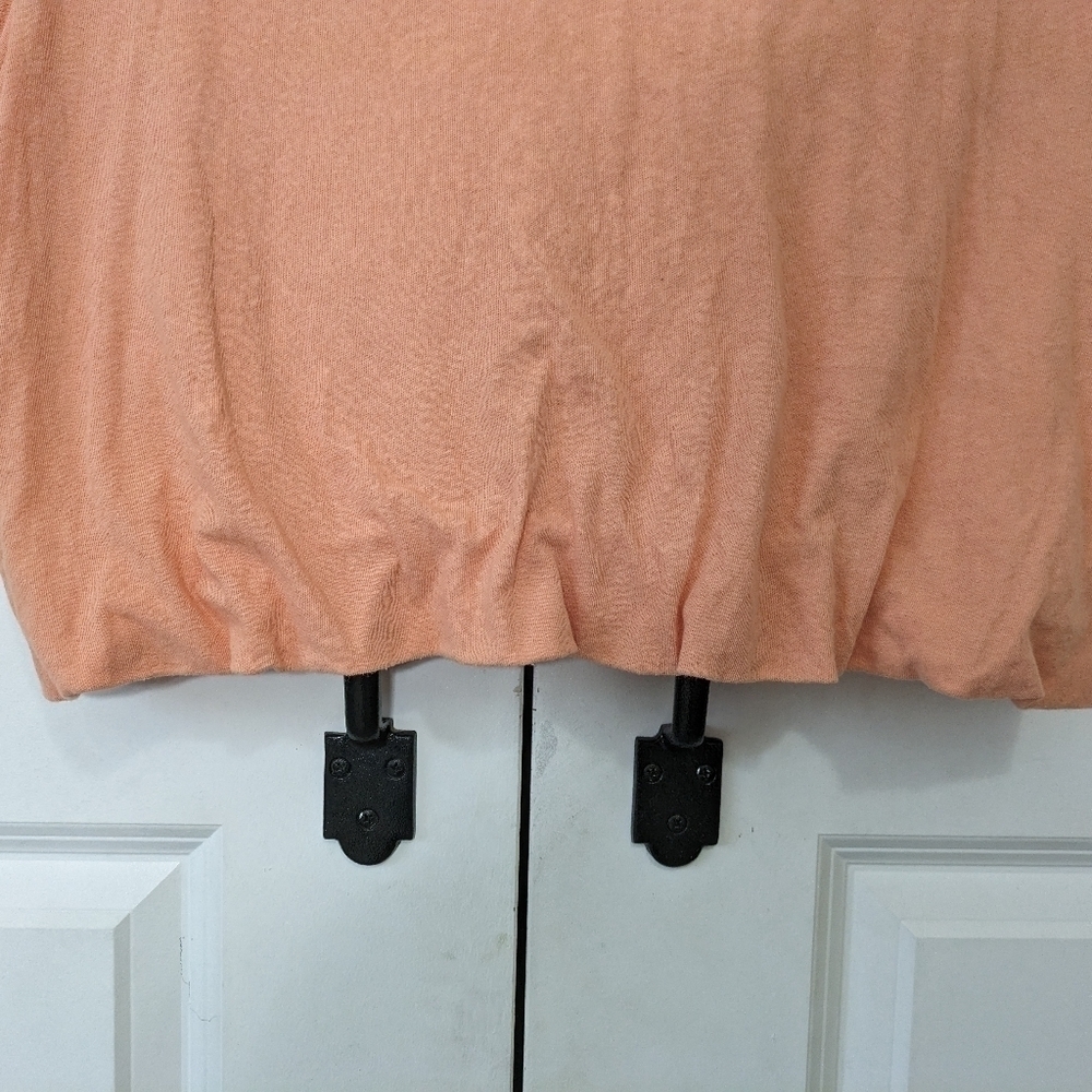 Free People T-Shirt Women's Small Pink Peach Crop Top Elastic Hem Cotton Loose  - Picture 2 of 6
